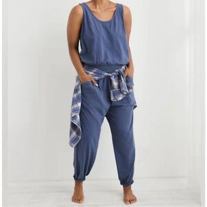 Aerie Women’s Blue Sleeveless Everyday Track Jumpsuit Size Medium NEW